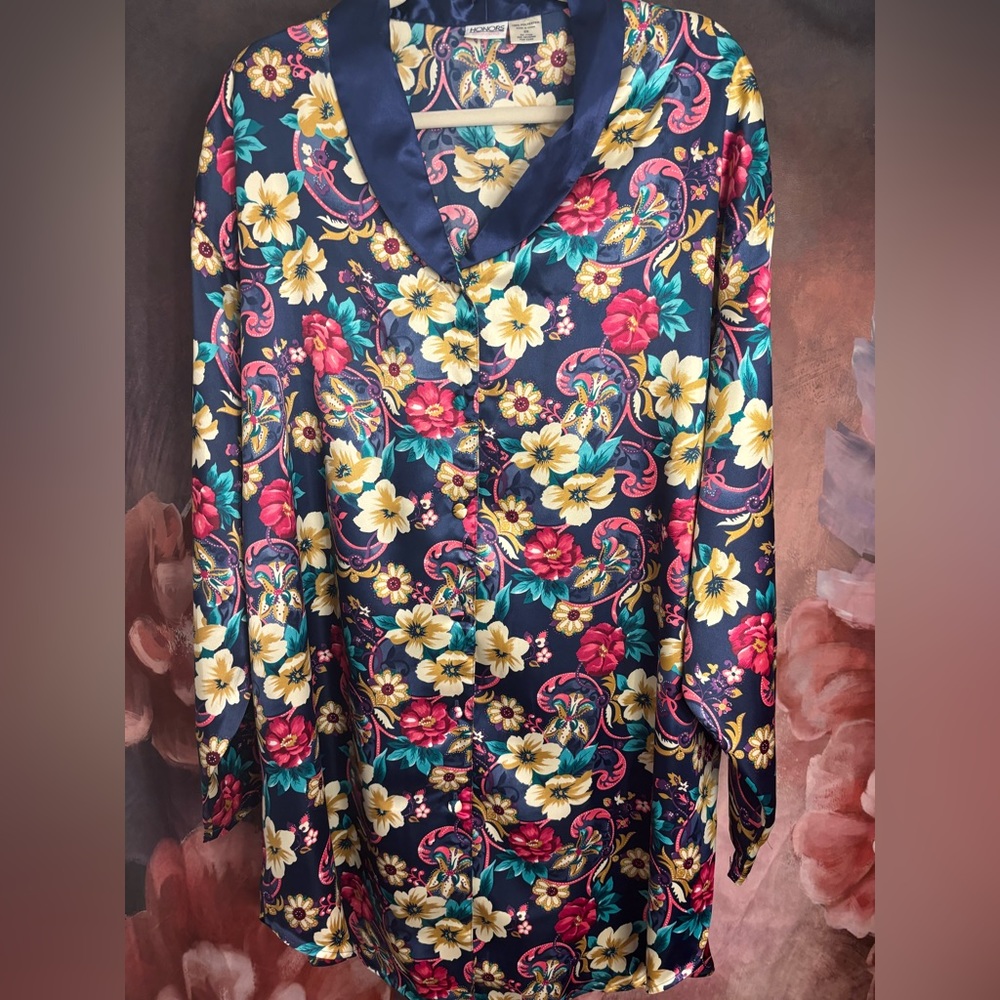 Honors purple multicolored PJ Top Size 2x